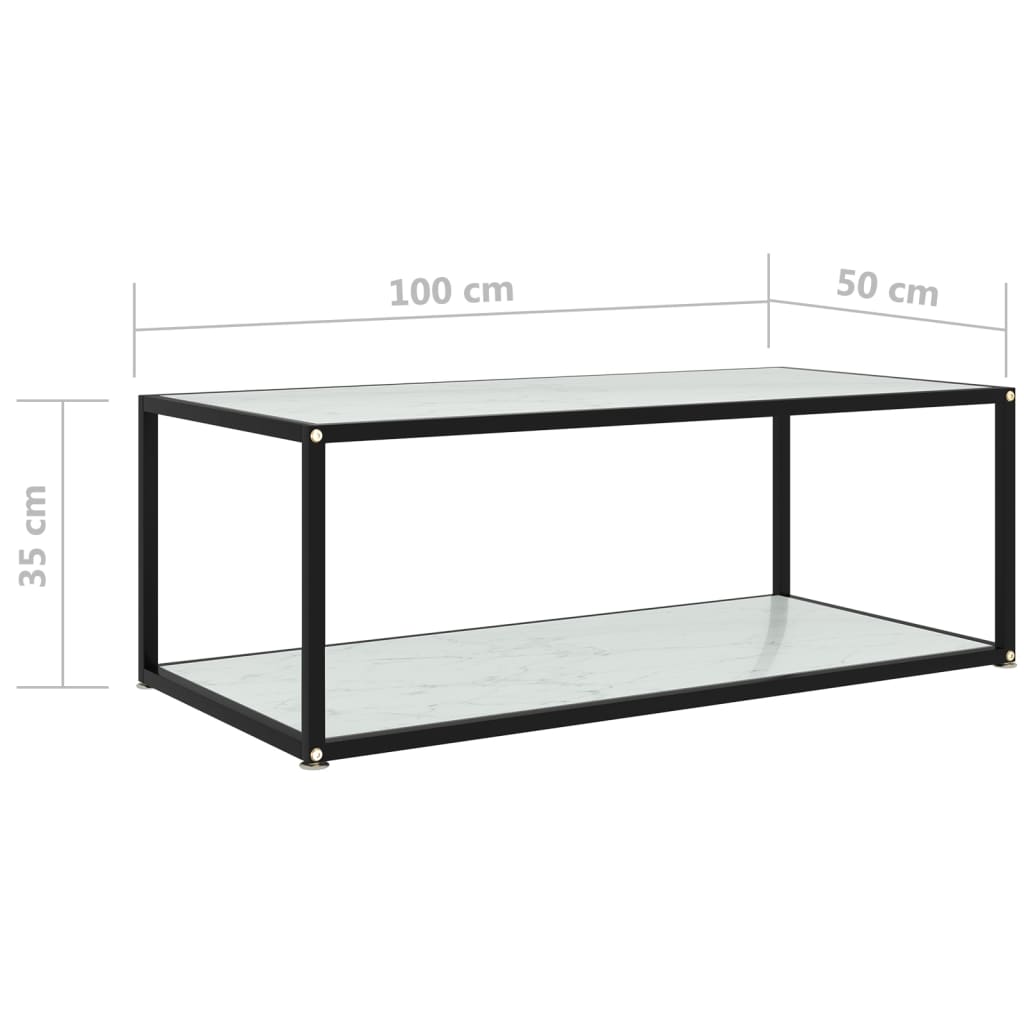 Tavolino da Salotto Bianco 100x50x35 cm in Vetro Temperato | homemem39