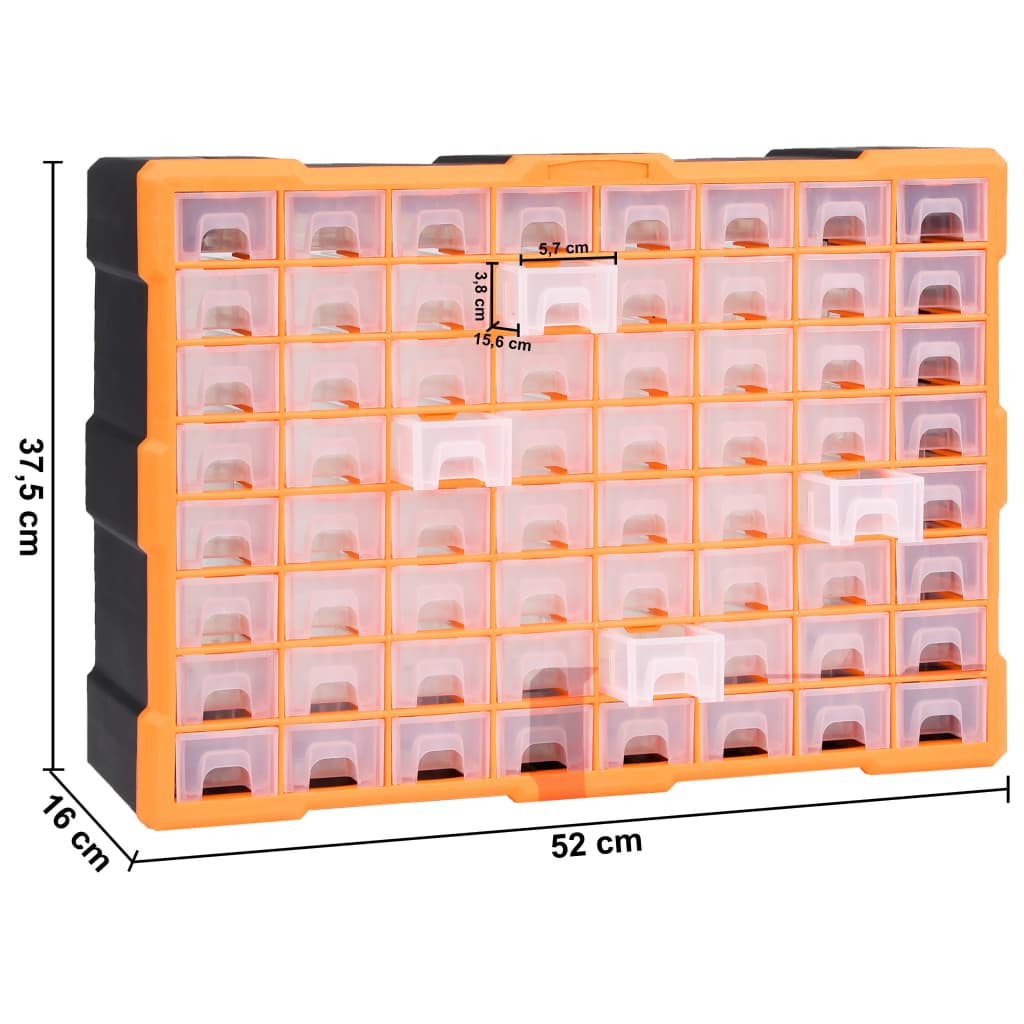 Mobile Contenitore con 64 Cassetti 52x16x37,5 cm | homemem39