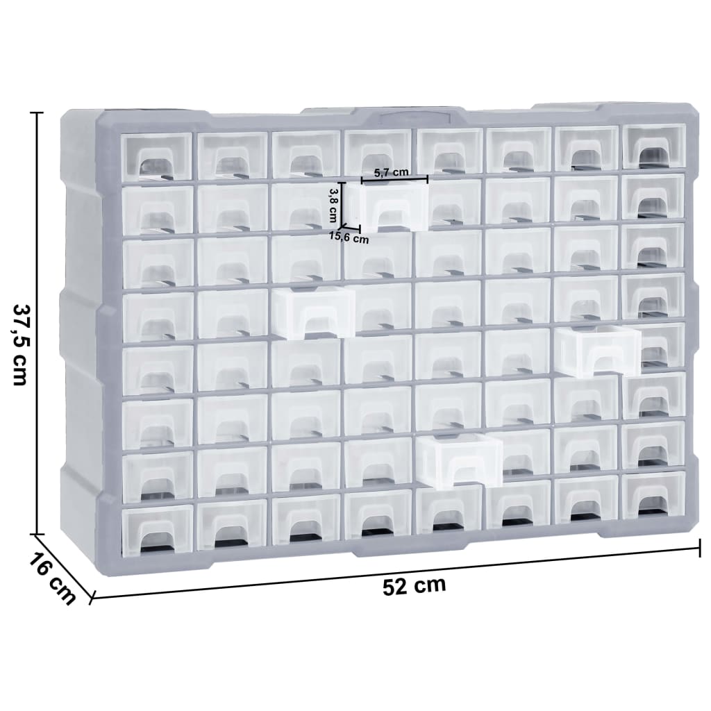 Mobile Contenitore con 64 Cassetti 52x16x37,5 cm | homemem39