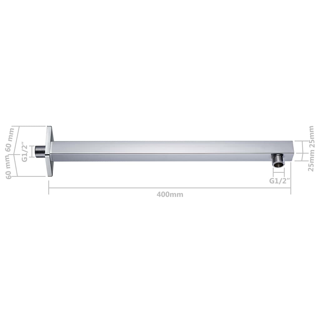 Braccio di Supporto Doccia Quadrato Acciaio 201 Argento 40 cm