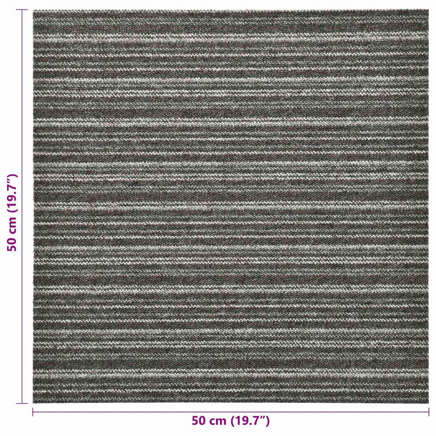 Tappeto 20 pcs Antracite Striato 50 x 50 cm 100% Polipropilene | homemem39