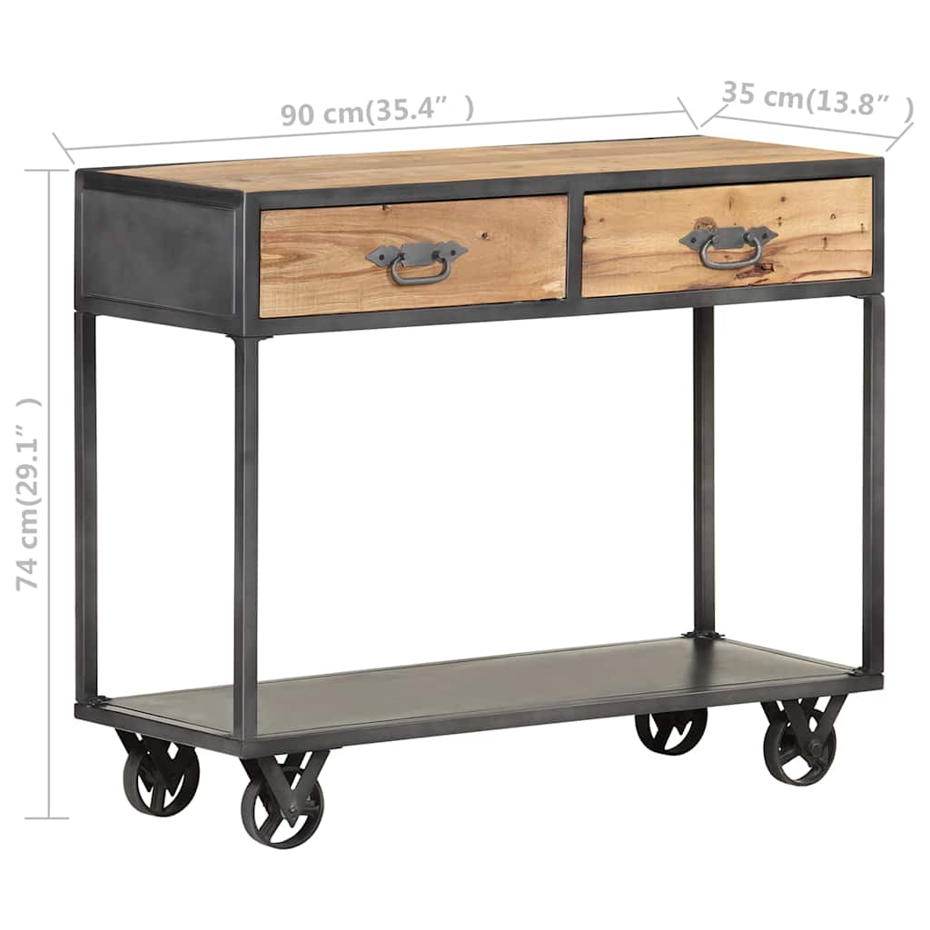Tavolo Consolle 90x35x74cm in Legno Massello di Recupero