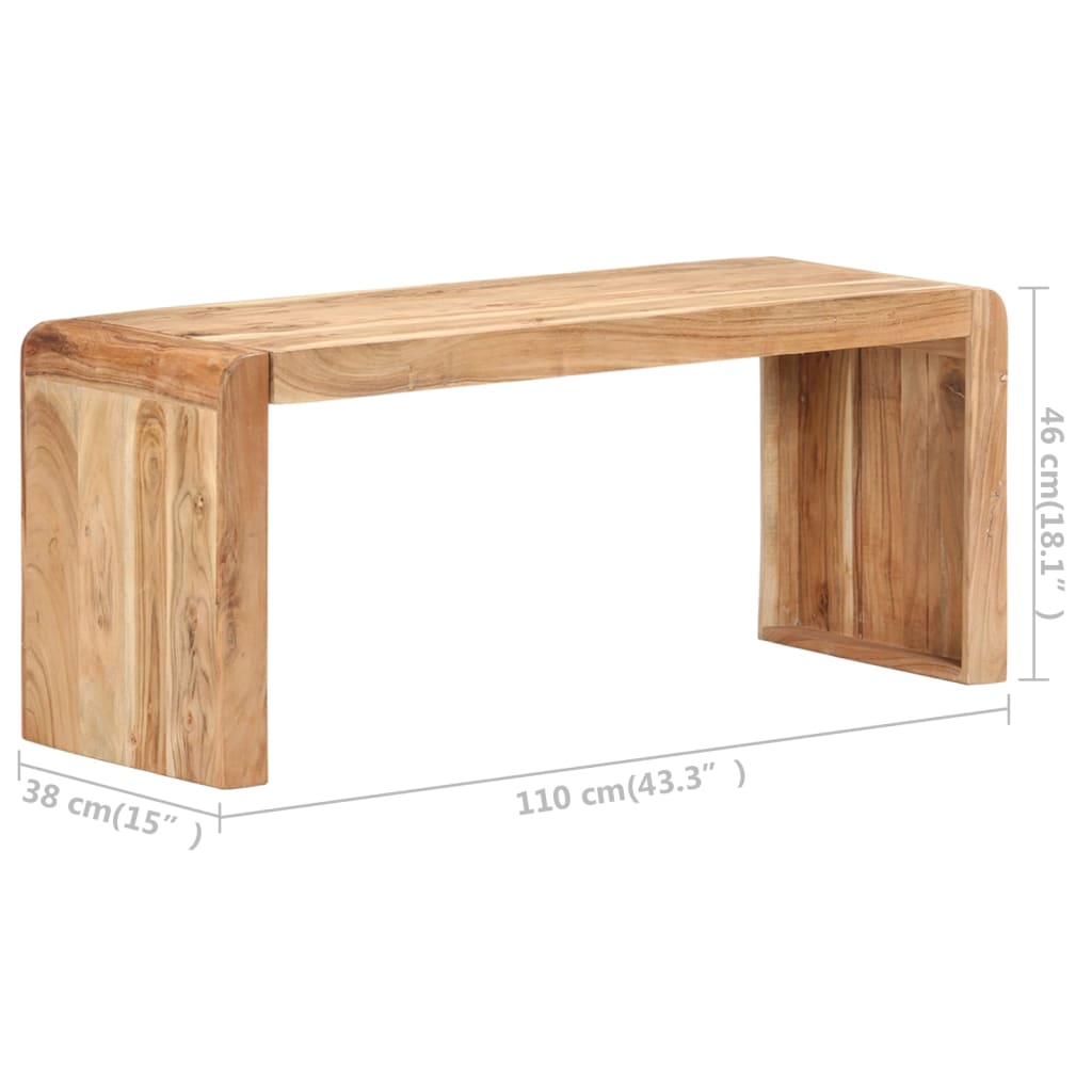 Panca 110x38x46 cm in Legno Massello di Acacia - homemem39