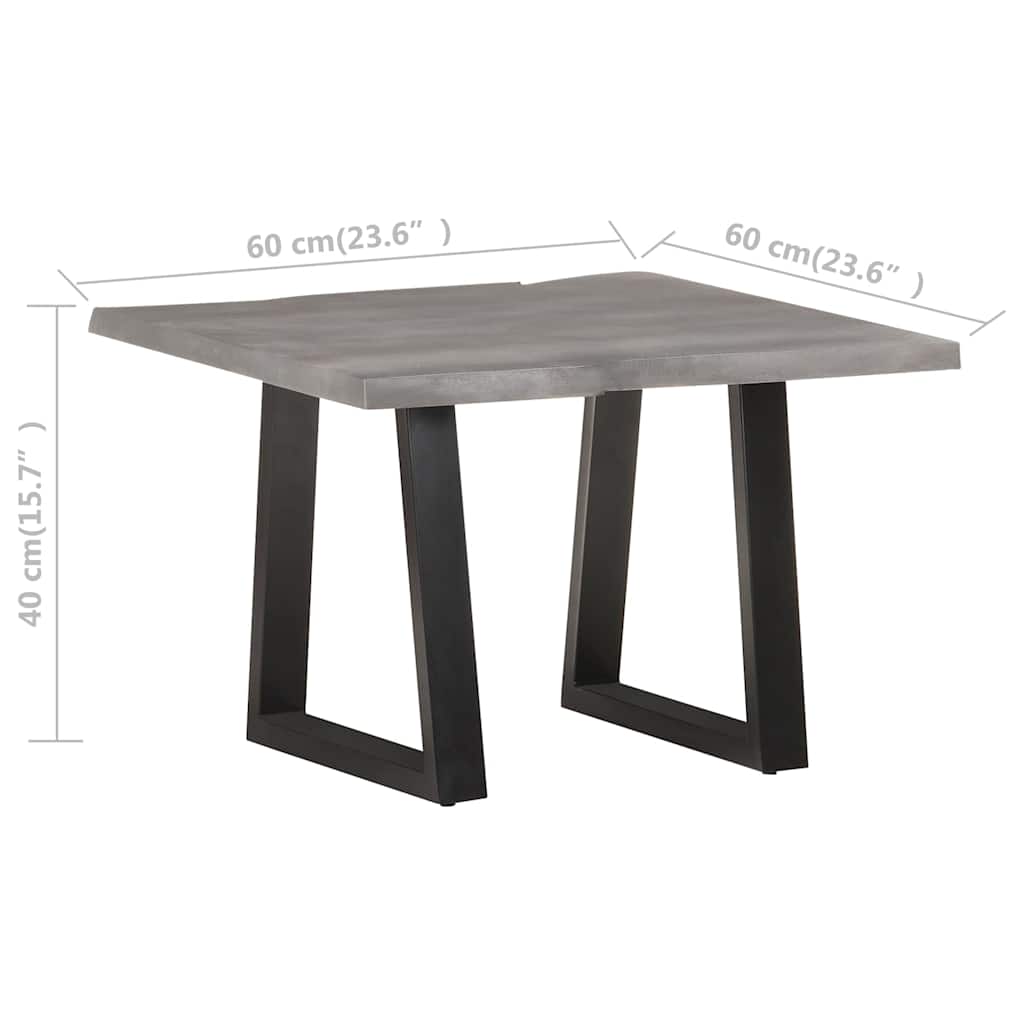 Tavolino da Salotto con Bordi Vivi 60x60x40 cm Massello Acacia