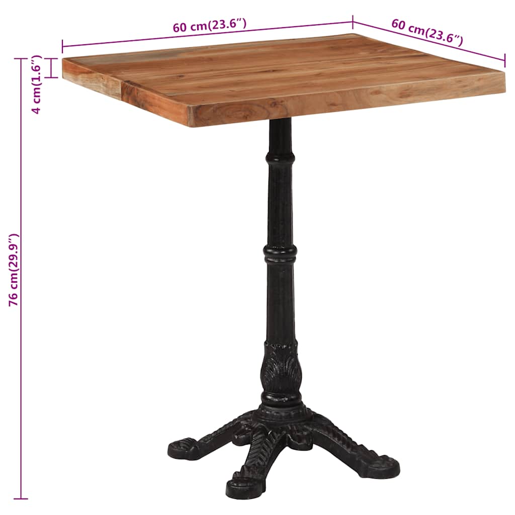 Tavolo da Bistrot 60x60x76 cm in Legno Massello di Acacia | homemem39