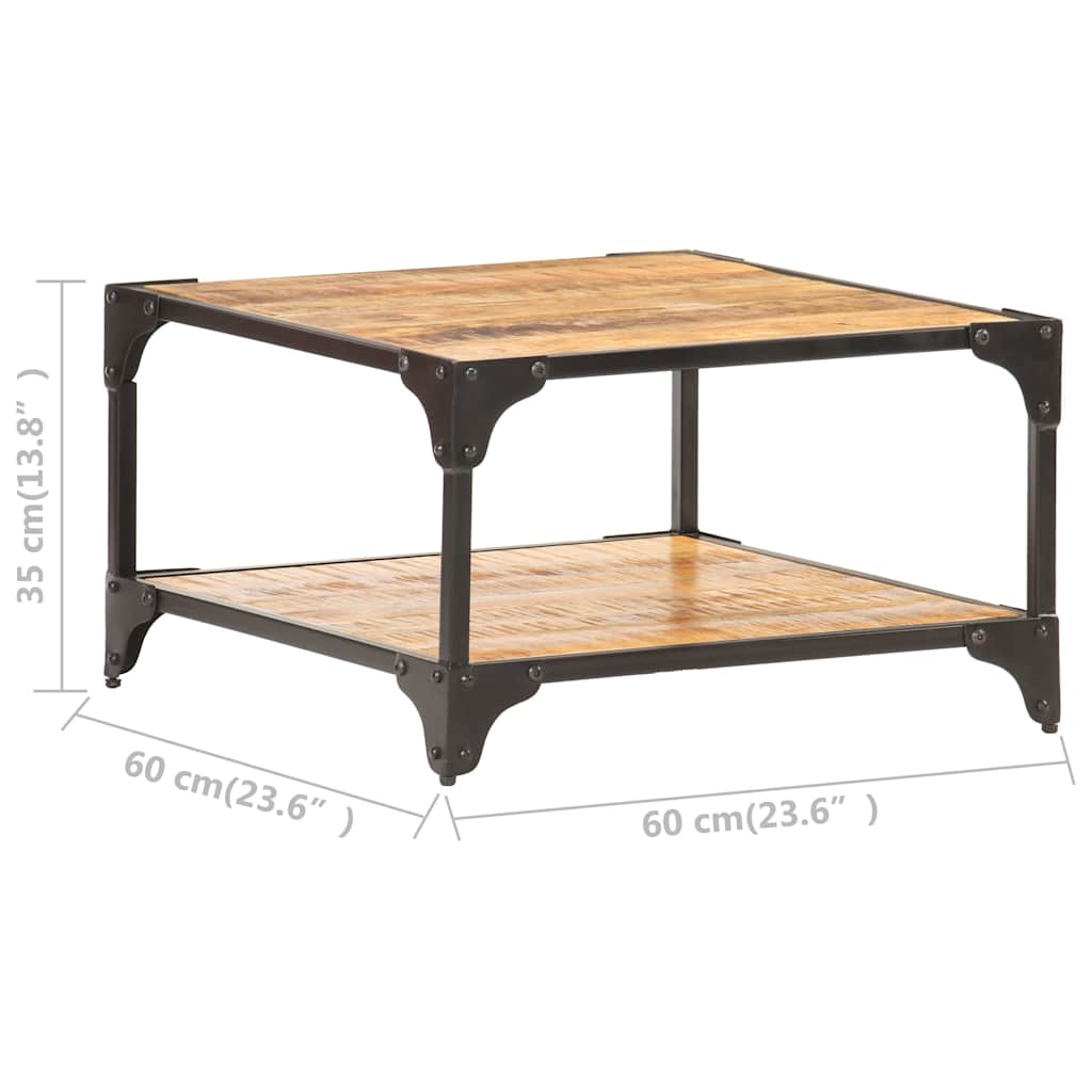 Tavolino da Salotto 60x60x35 cm in Legno Massello di Mango