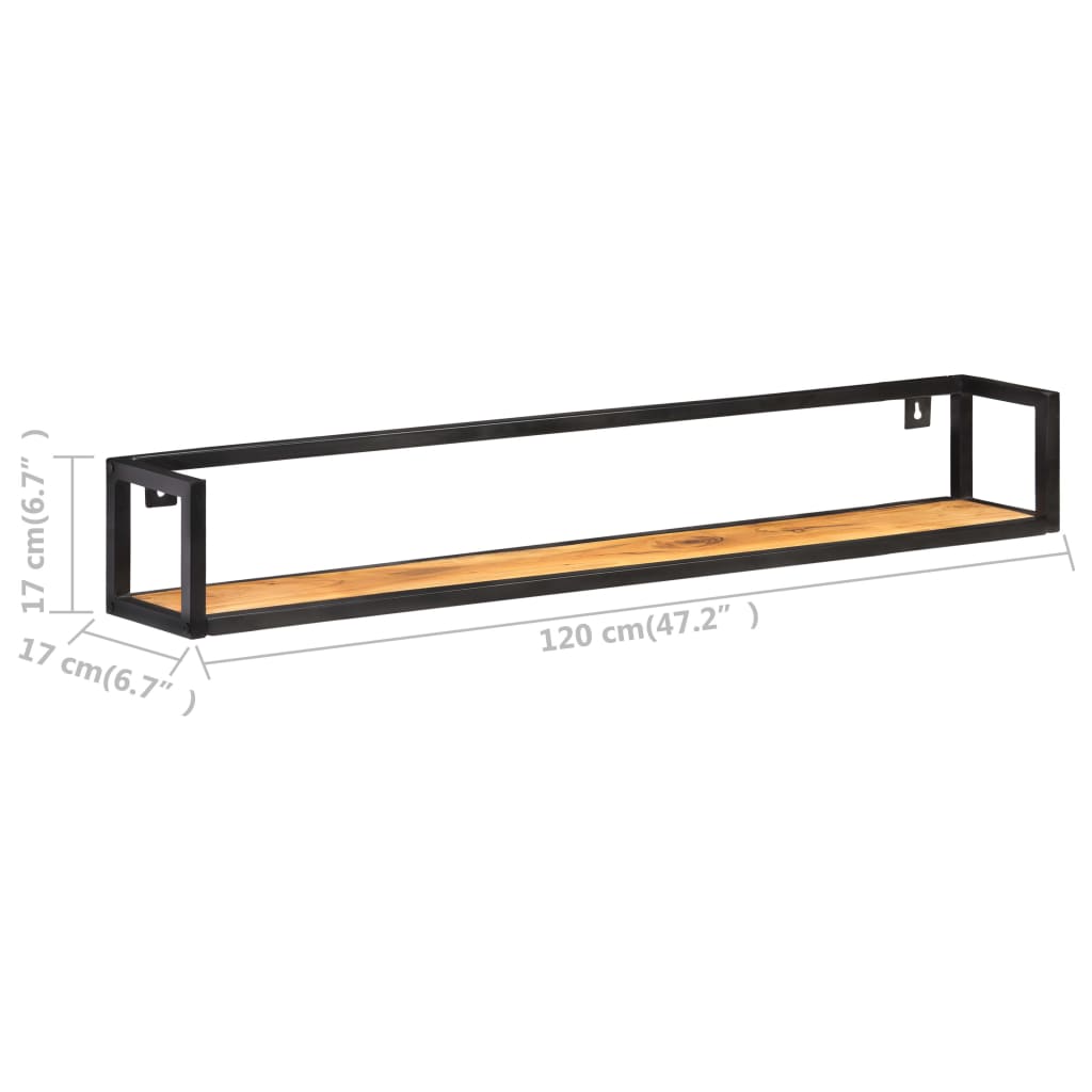 Mensole a Muro 2 pz 120 cm in Legno Massello di Acacia | homemem39