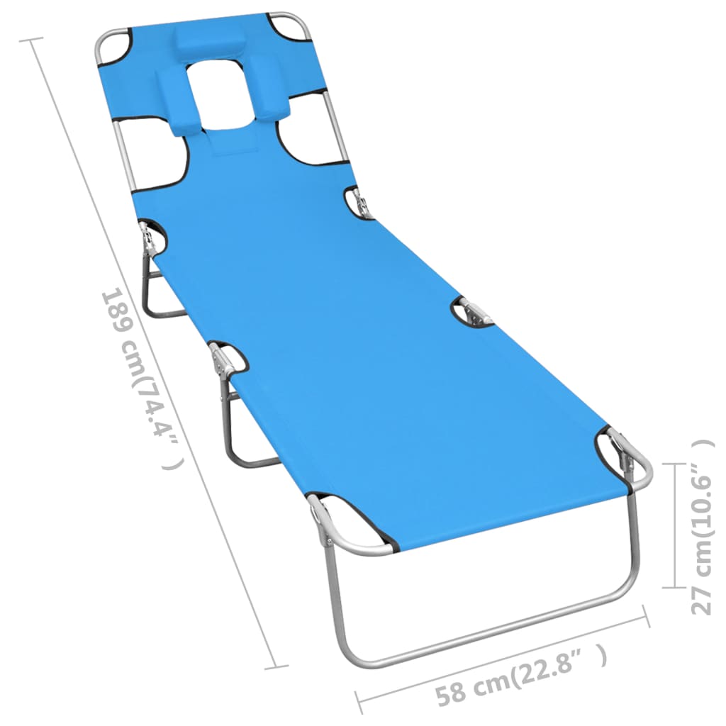 Lettino Prendisole Pieghevole Poggiatesta Acciaio Blu Turchese | homemem39