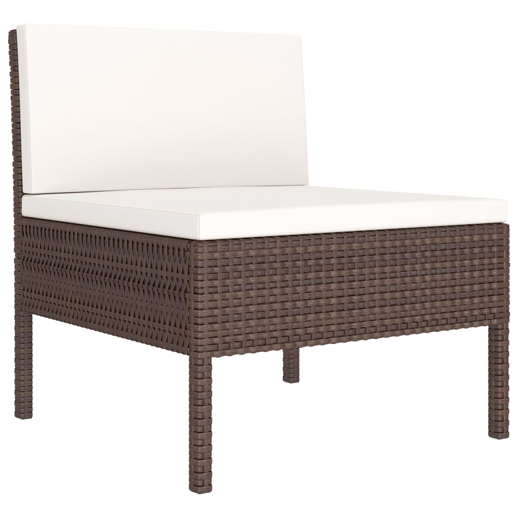 Set Divani da Giardino 2 pz con Cuscini in Polyrattan Marrone | homemem39