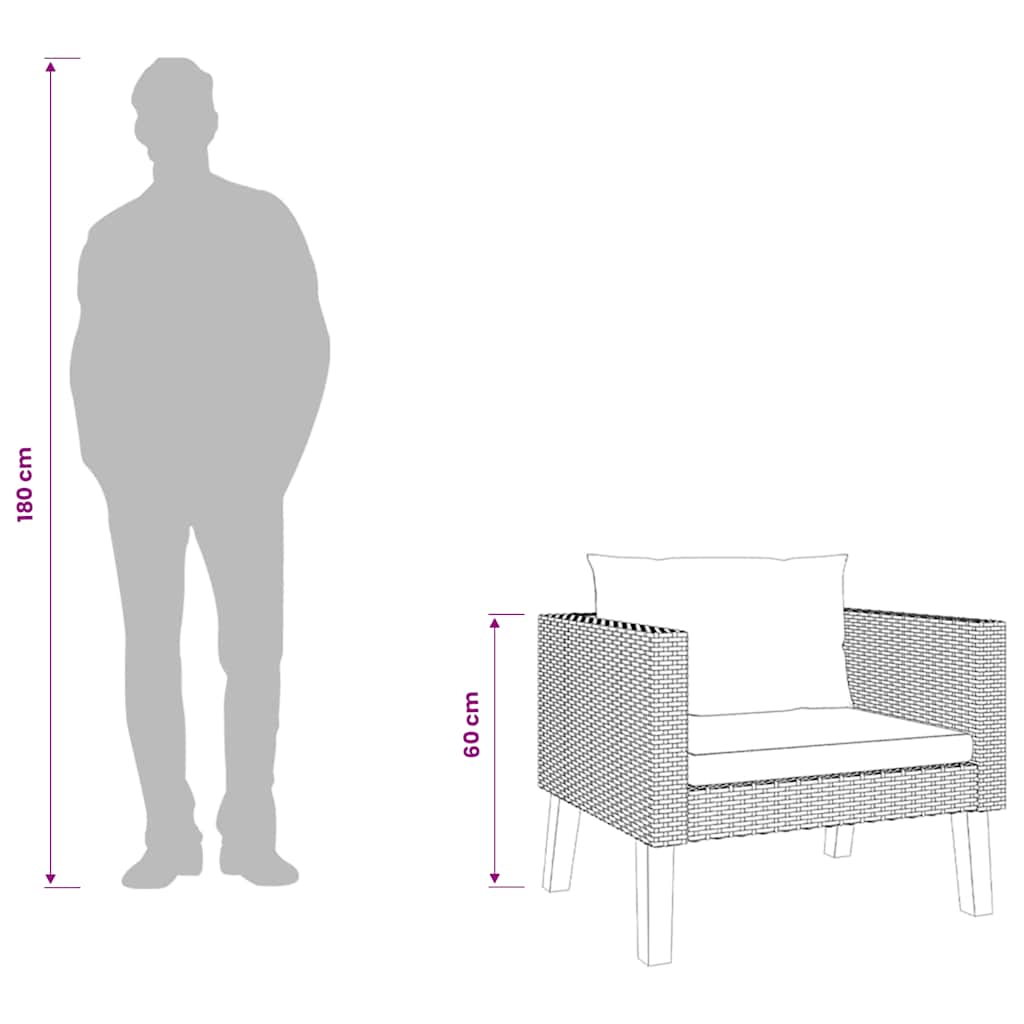 Divano da Giardino Singolo con Cuscini in Polyrattan Nero | homemem39