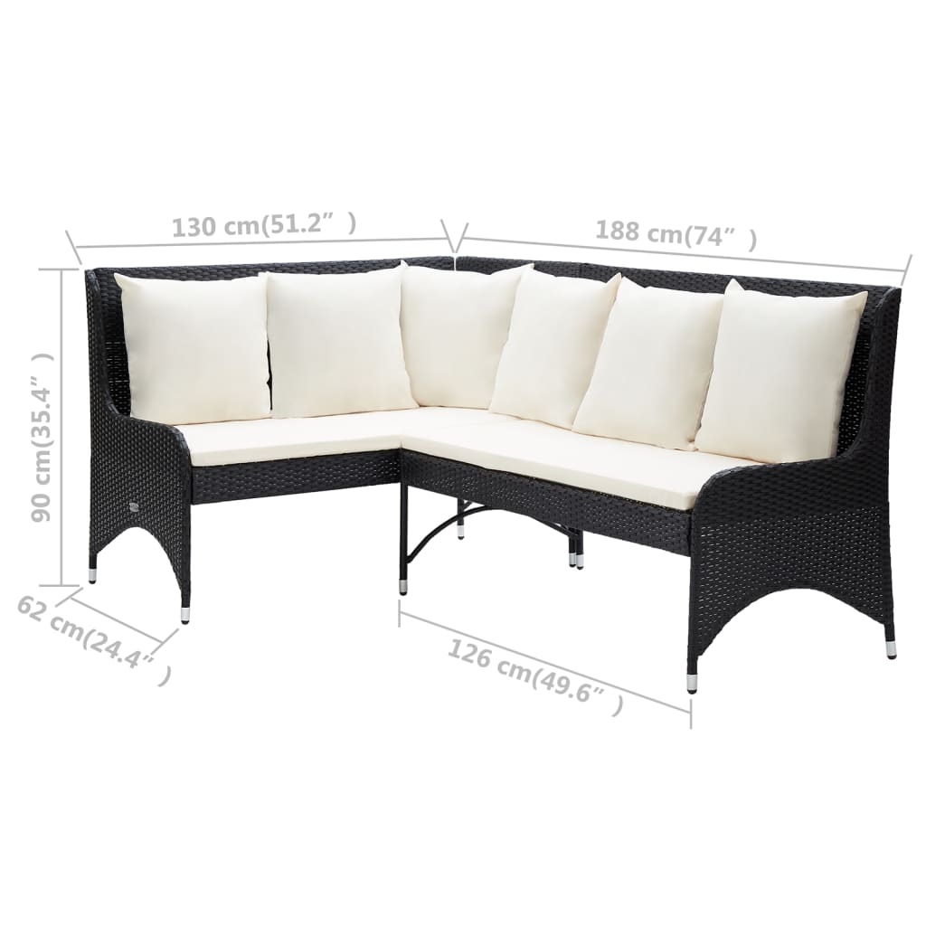 Divani Angolari da Giardino 2 pz in Polyrattan Nero | homemem39