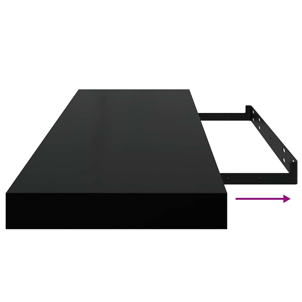 Scaffali a Parete 2 pz Nero Lucido 80x23,5x3,8 cm in MDF | homemem39