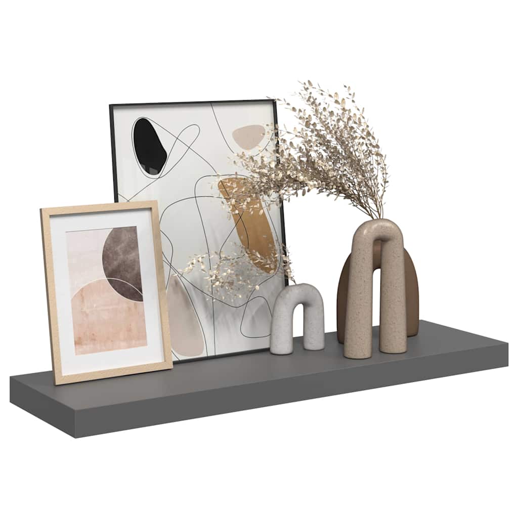 Scaffale a Parete Grigio Lucido 80x23,5x3,8 cm in MDF