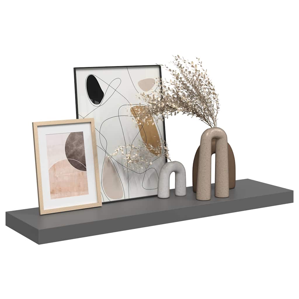 Scaffale a Parete Grigio Lucido 90x23,5x3,8 cm in MDF