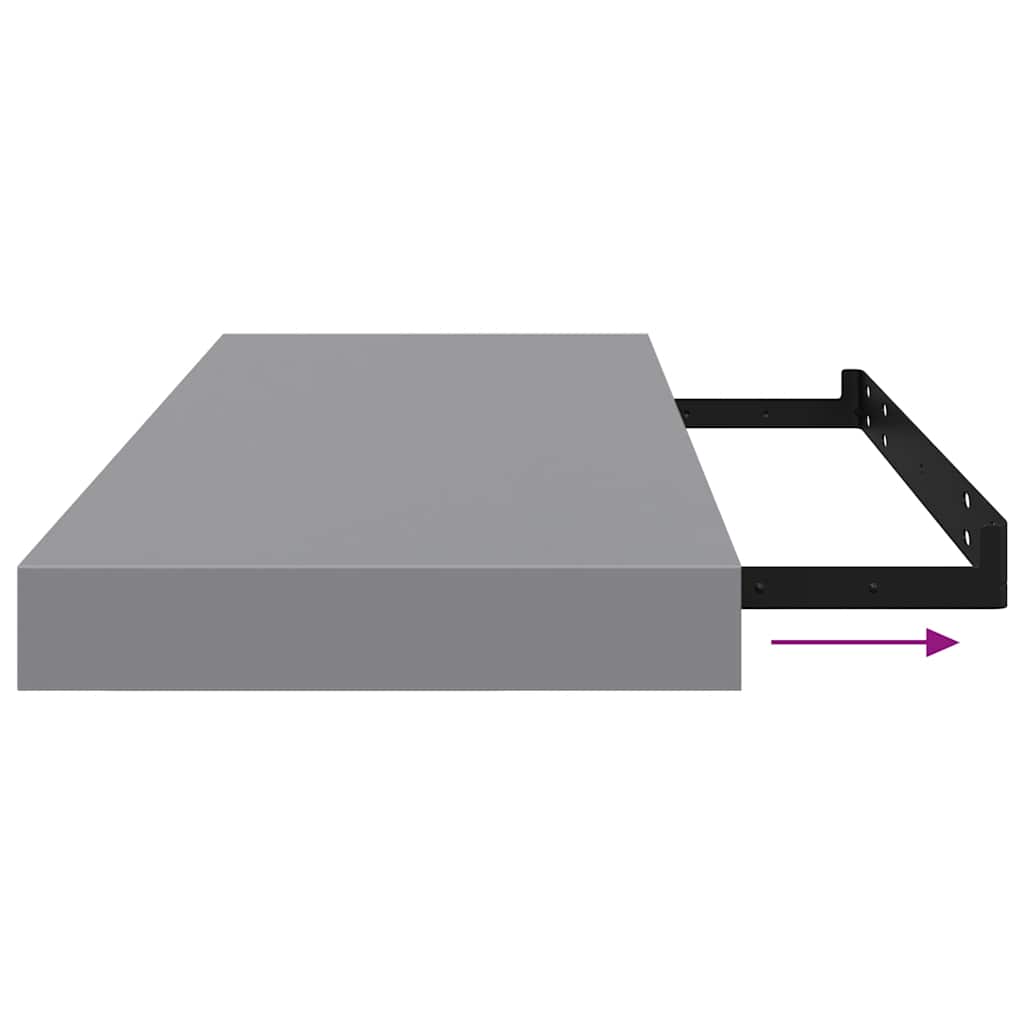 Scaffali a Parete 2 pz Grigi 60x23,5x3,8 cm in MDF | homemem39