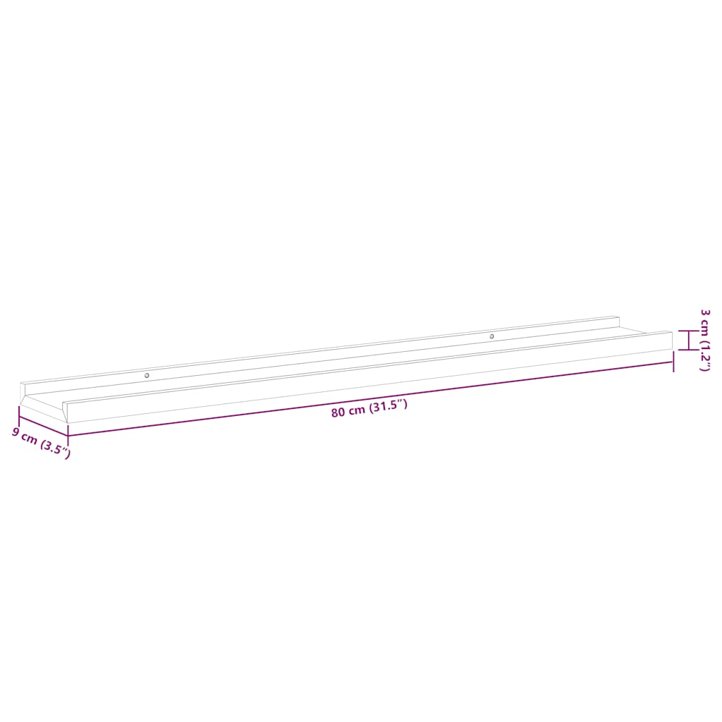 Mensole con Sporgenza 2 pz Bianche 80x9x3 cm MDF | homemem39