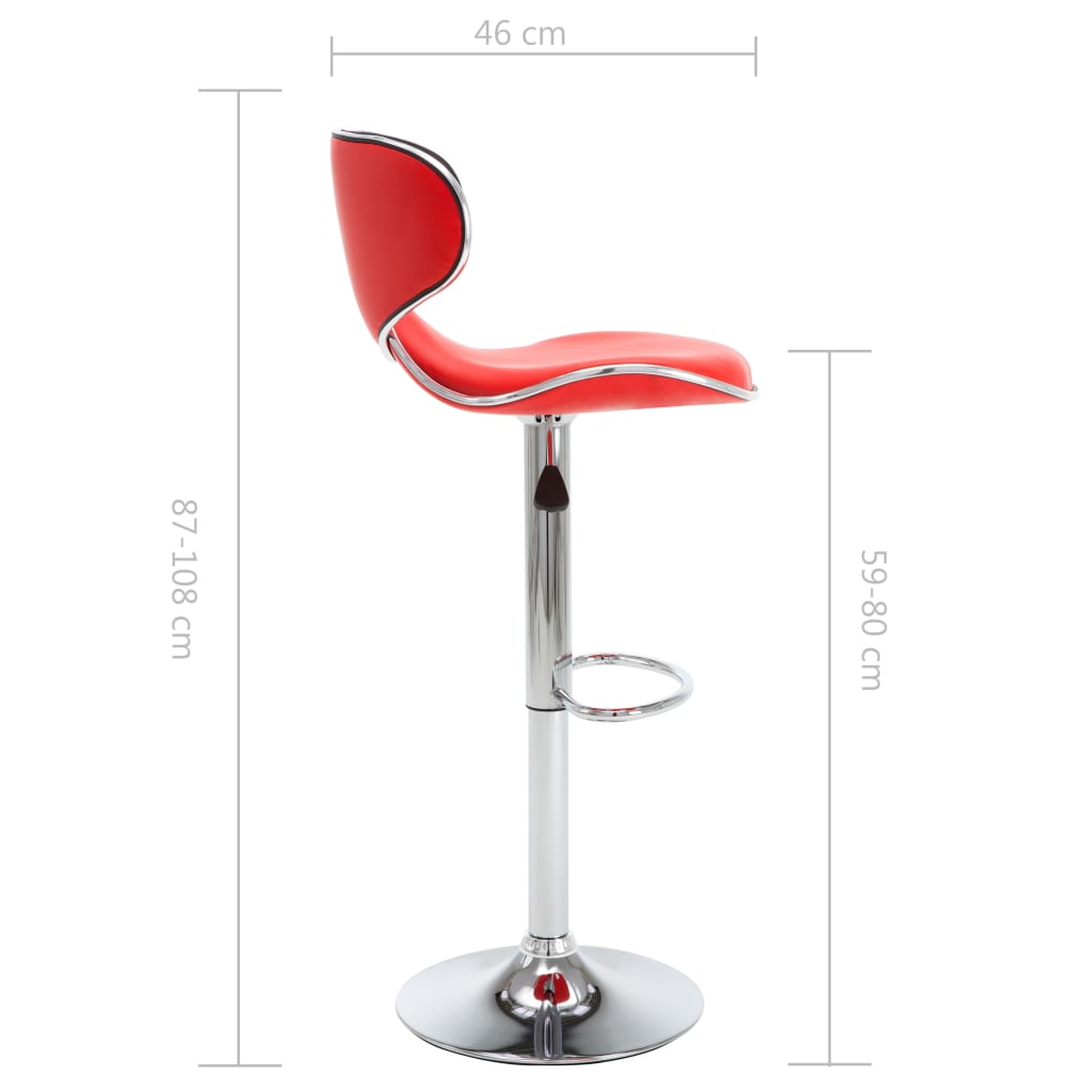 323645 vidaXL Bar Stools 2 pcs Red Faux Leather | homemem39