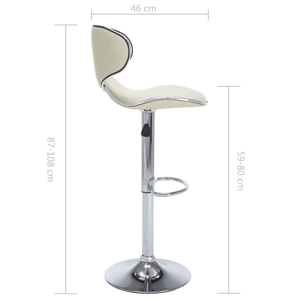 323647 vidaXL Bar Stools 2 pcs Cream Faux Leather - homemem39