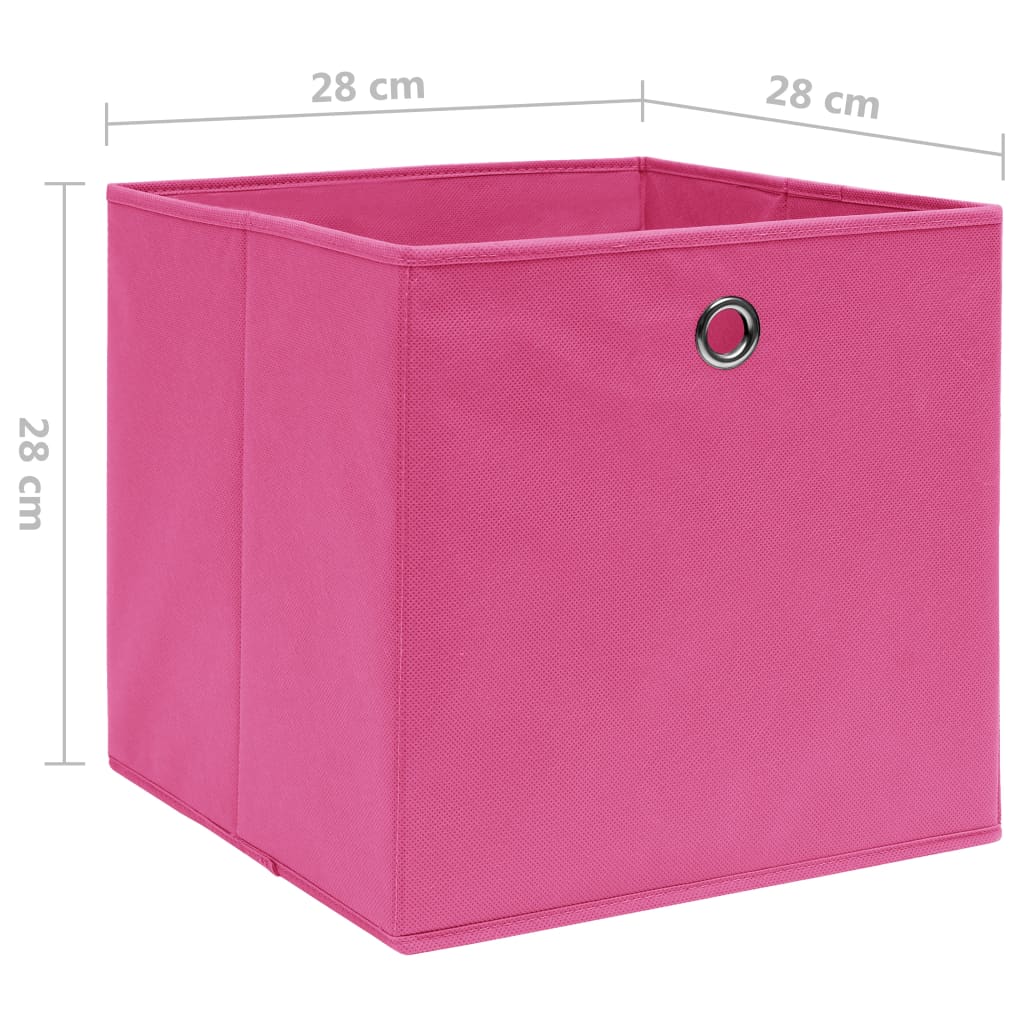 Contenitori 4 pz in Tessuto non Tessuto 28x28x28 cm Rosa - homemem39
