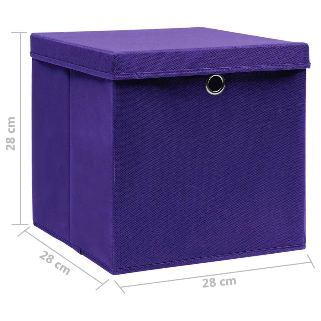Contenitori con Coperchi 10 pz 28x28x28 cm Viola - homemem39