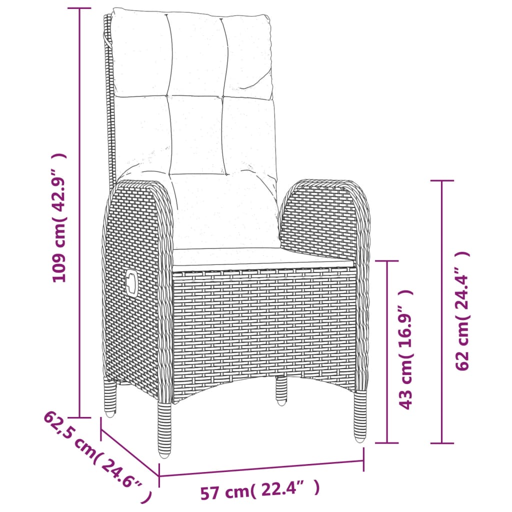 Sedie da Giardino 2 pz in Polyrattan Nero | homemem39