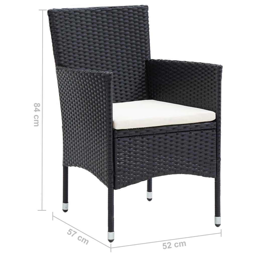 Sedie da Pranzo per Giardino 4 pz in Polyrattan Nero | homemem39