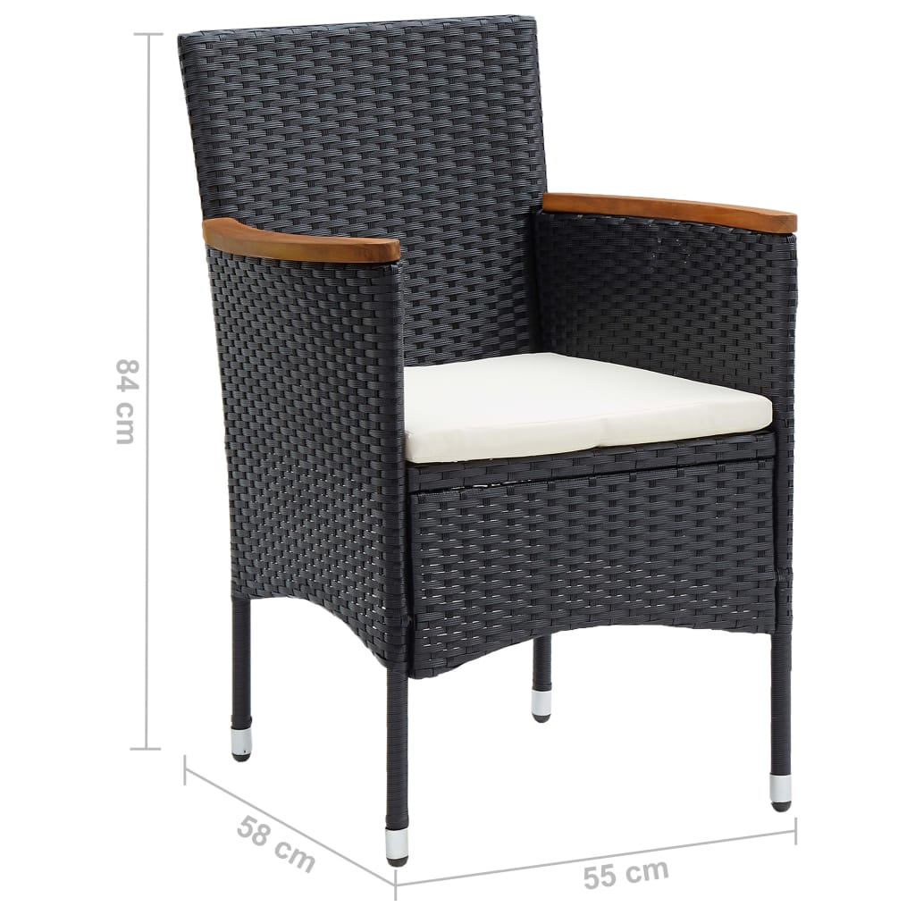 Sedie da Pranzo per Giardino 4 pz in Polyrattan Nero | homemem39