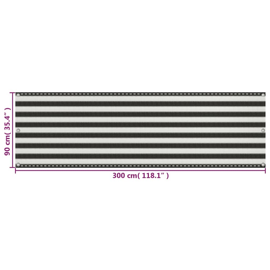 Paravento da Balcone HDPE 90x300 cm Antracite e Bianco - homemem39