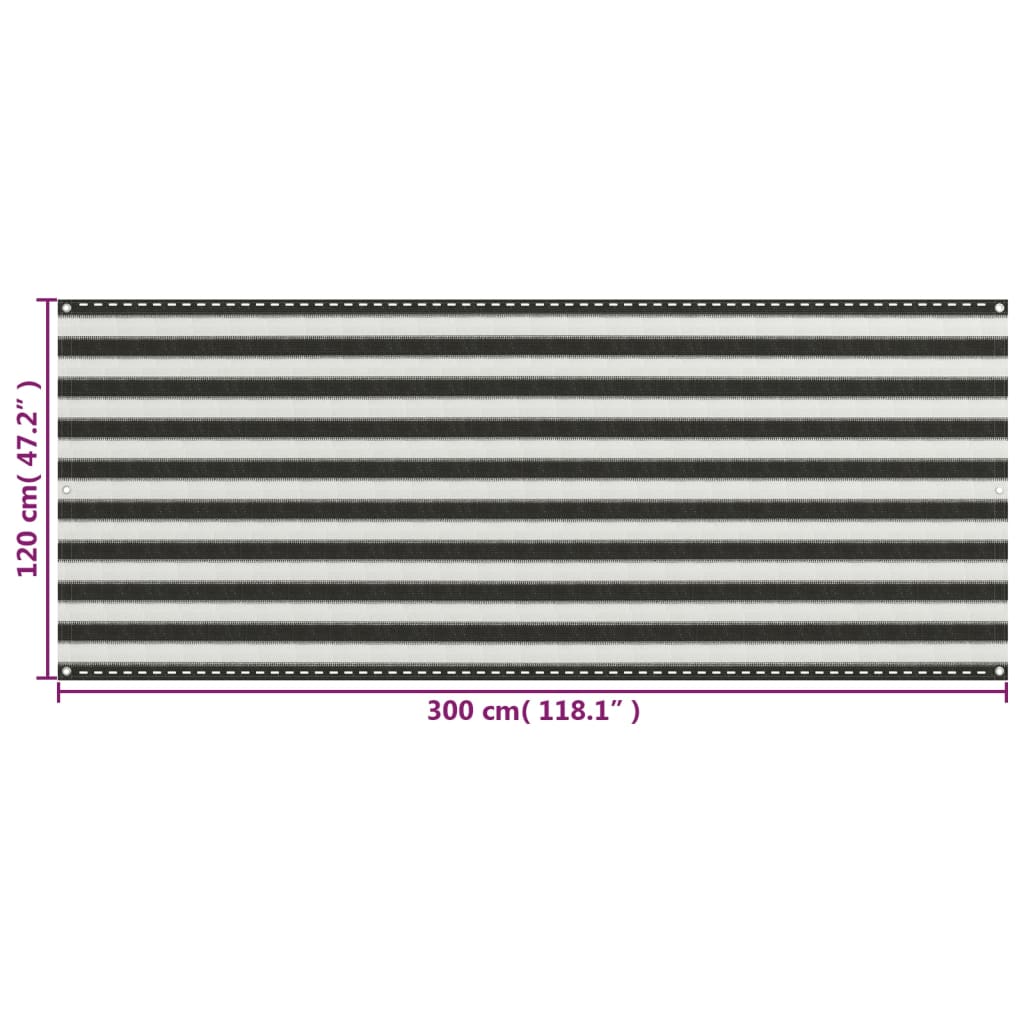 Paravento da Balcone HDPE 120x300 cm Antracite e Bianco - homemem39