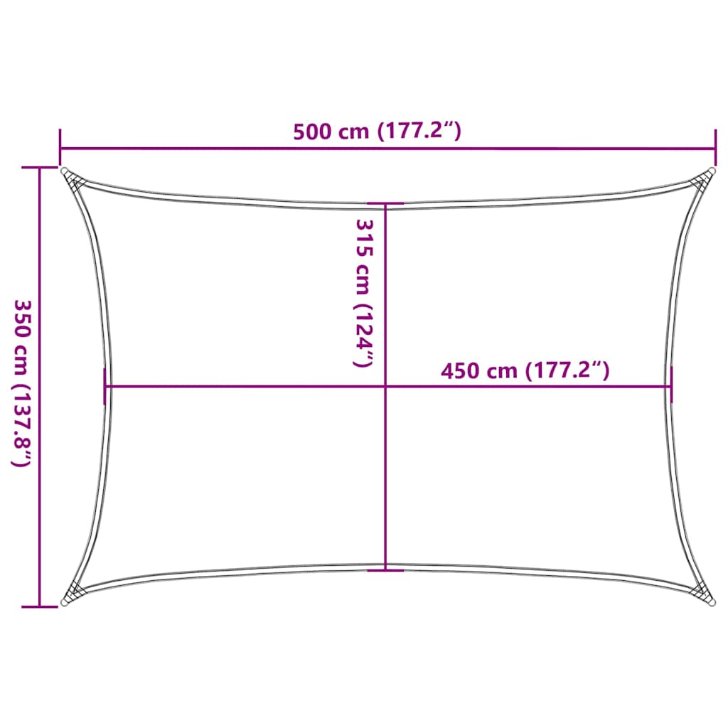 Vela Parasole 160 g/m² Rossa 3,5x5 m in HDPE