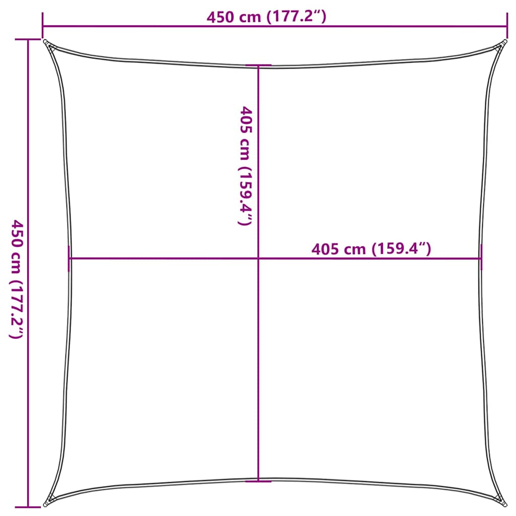Vela Parasole 160 g/m² Nera 4,5x4,5 m in HDPE