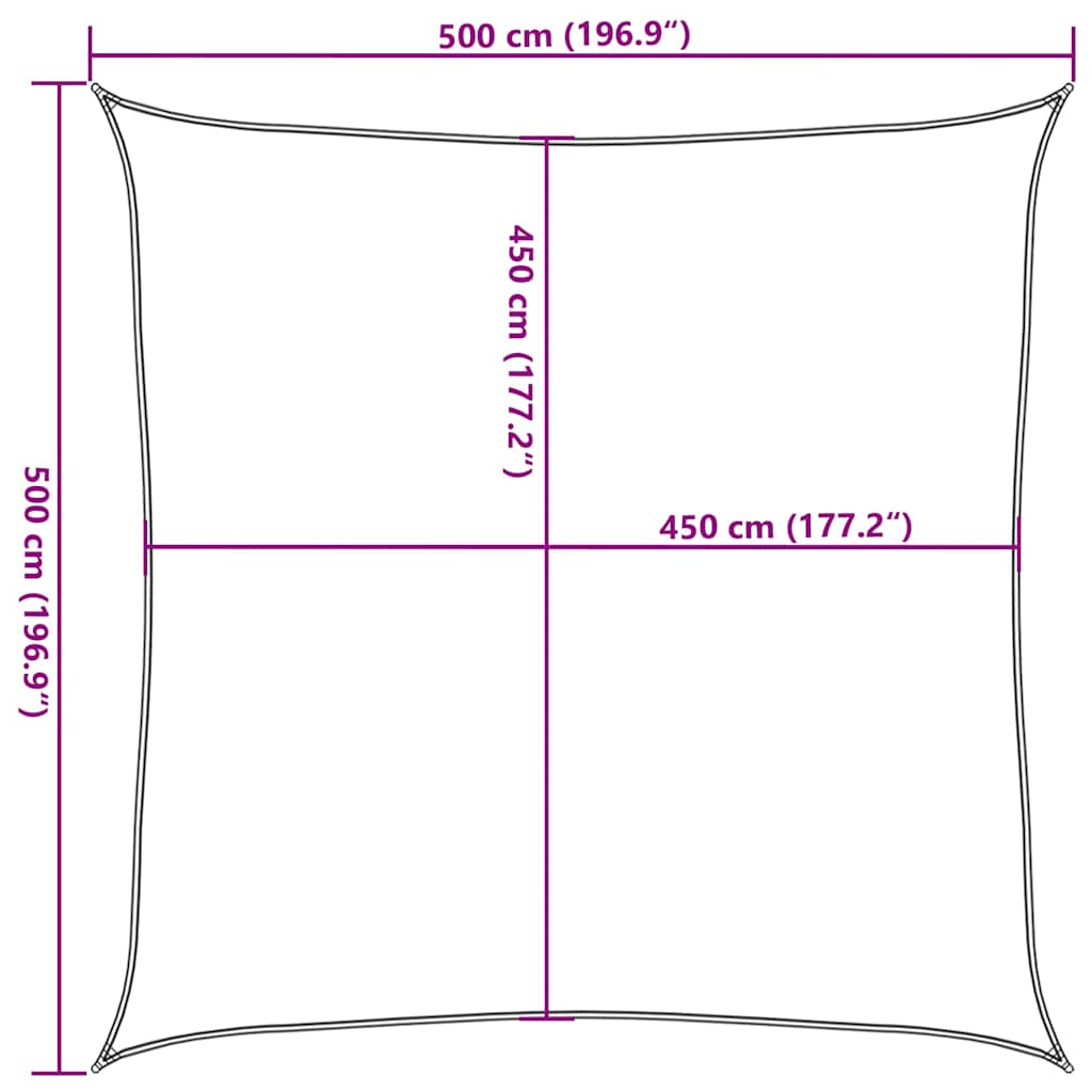 Vela Parasole 160 g/m² Nera 5x5 m in HDPE