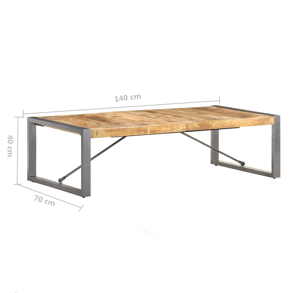 Tavolino da Salotto 140x70x40 cm in Legno di Mango Grezzo