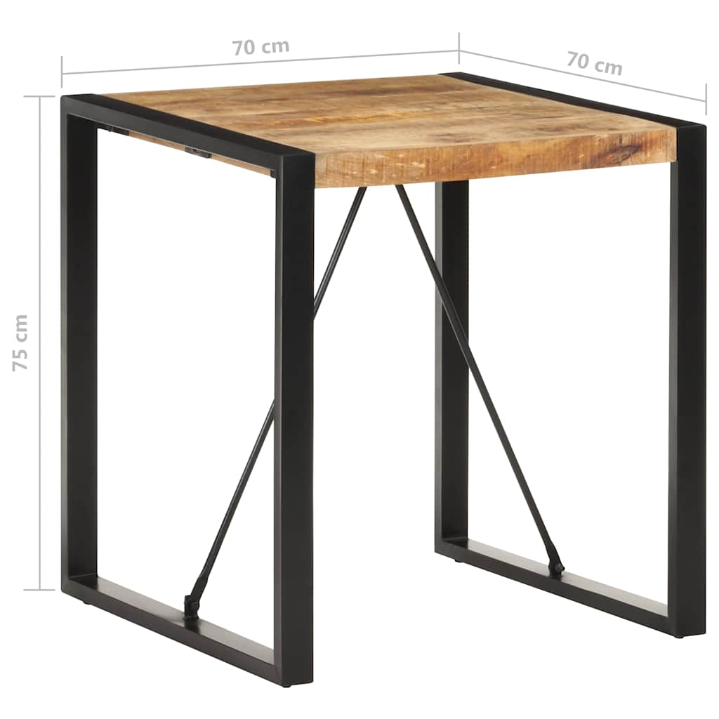 Tavolo da Pranzo 70x70x75 cm in Legno Massello di Mango Grezzo