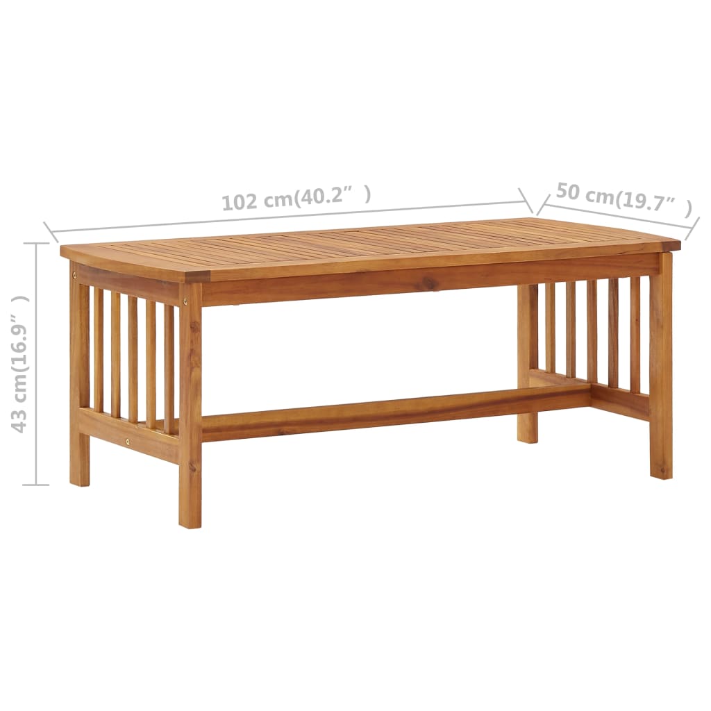 Tavolino da Salotto 102x50x43 cm in Legno Massello di Acacia | homemem39
