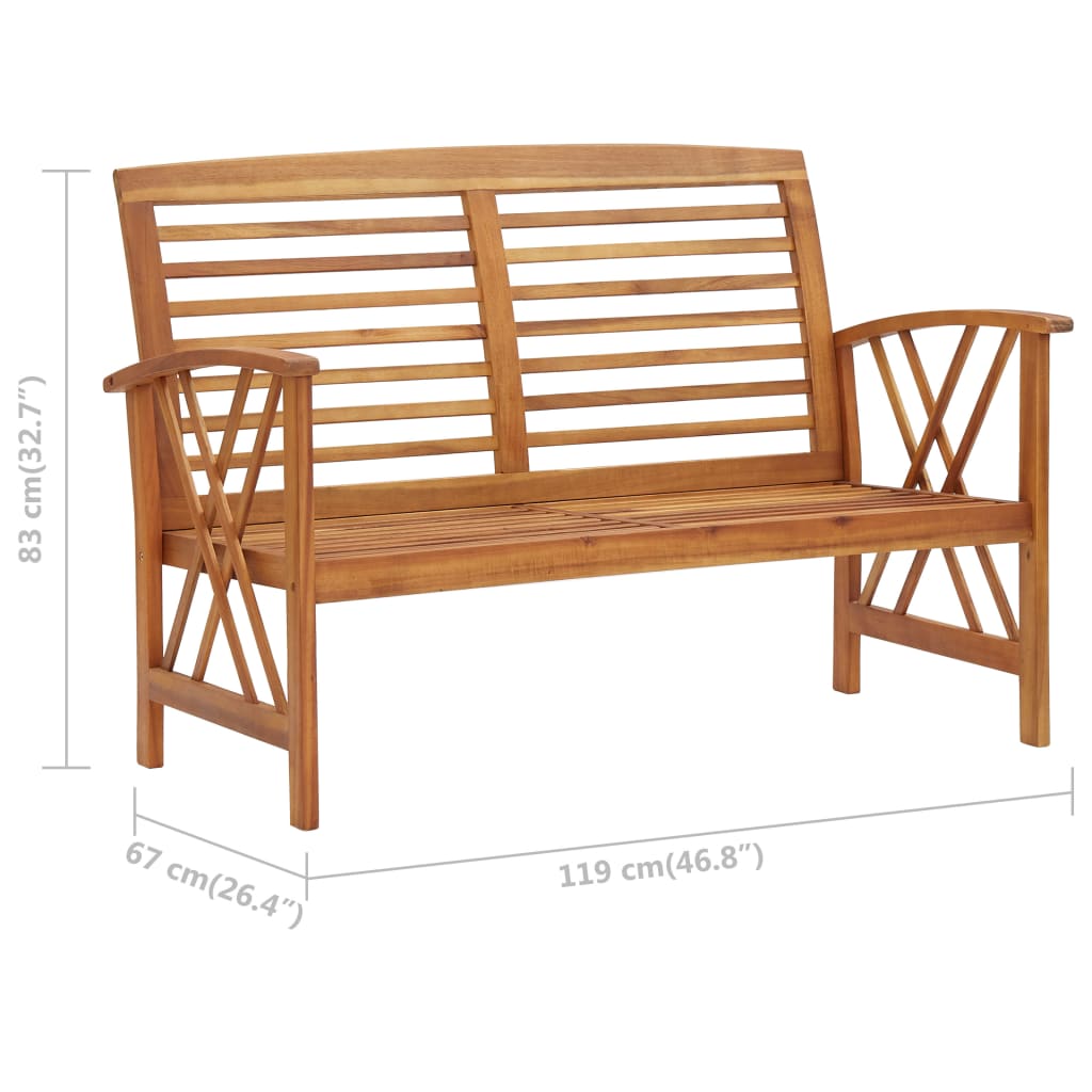 Panchina da Giardino 119 cm in Legno Massello d'Acacia - homemem39