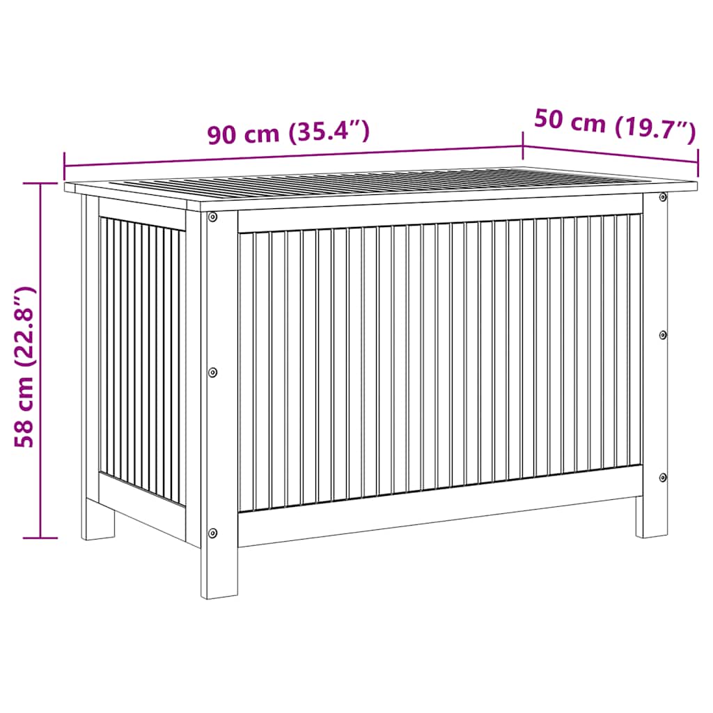 Contenitore da Giardino 90x50x58 cm in Legno Massello di Acacia | homemem39