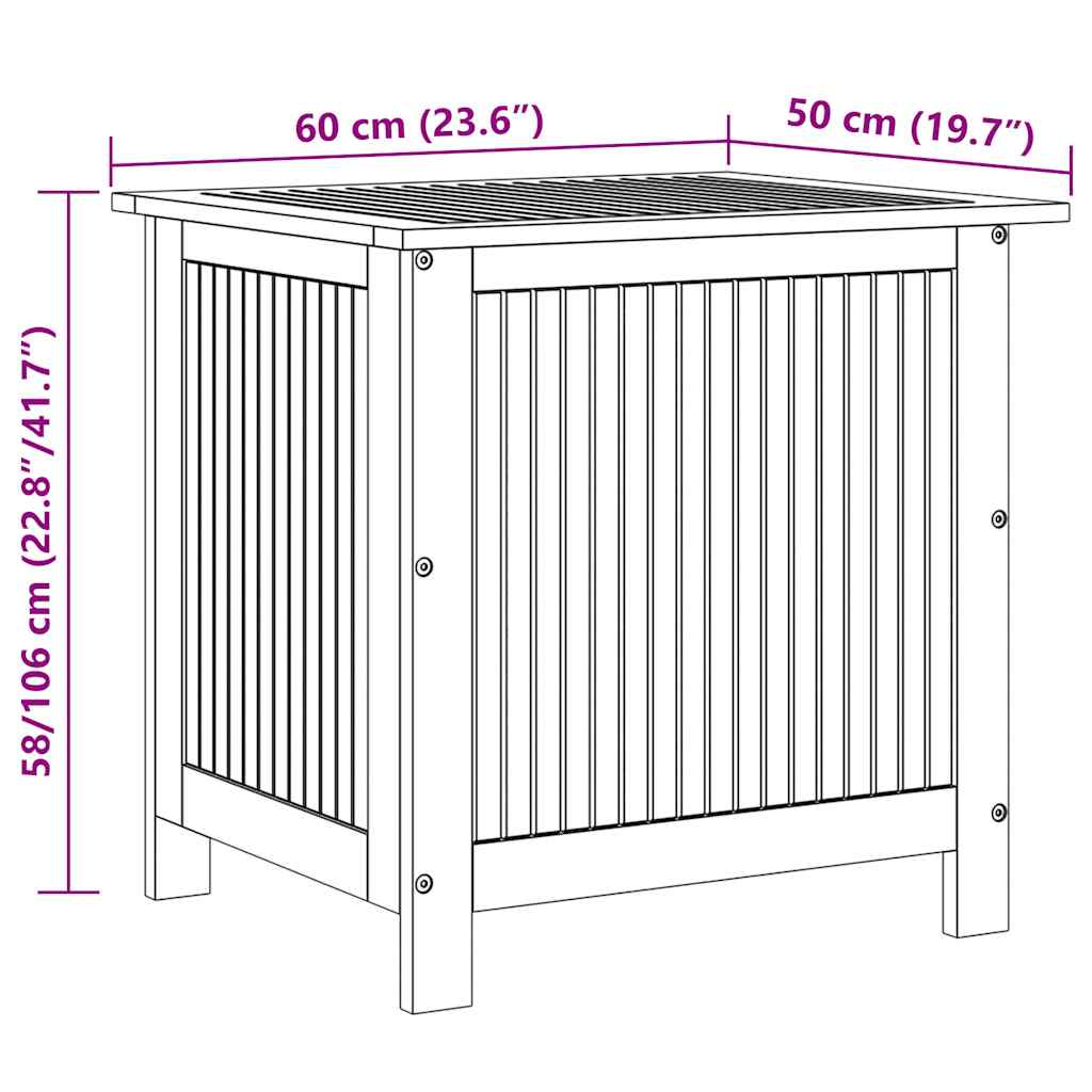 Contenitore da Giardino 60x50x58 cm in Legno Massello di Acacia - homemem39