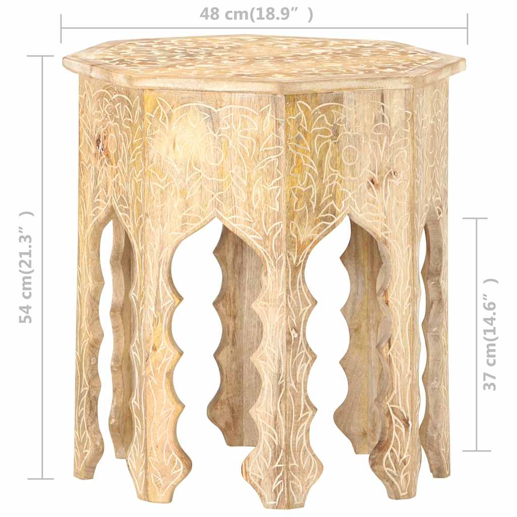 Tavolino da Salotto Ø48 cm in Legno Massello di Mango