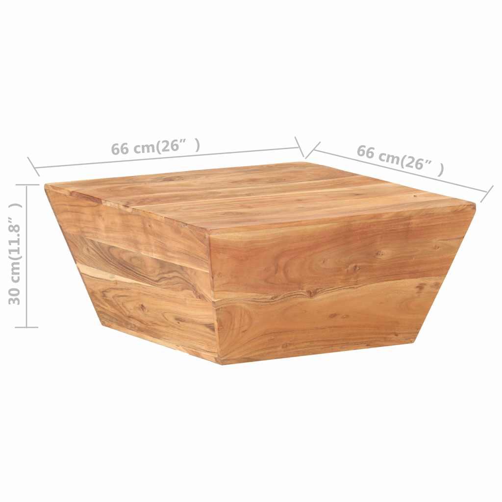 Tavolino Salotto a Forma di V 66x66x30 cm Legno Massello Acacia