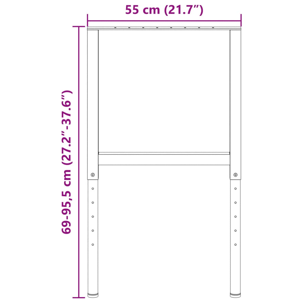 Telai per Banco da Lavoro 2 pz in Metallo 55x(69-95,5) cm Neri | homemem39