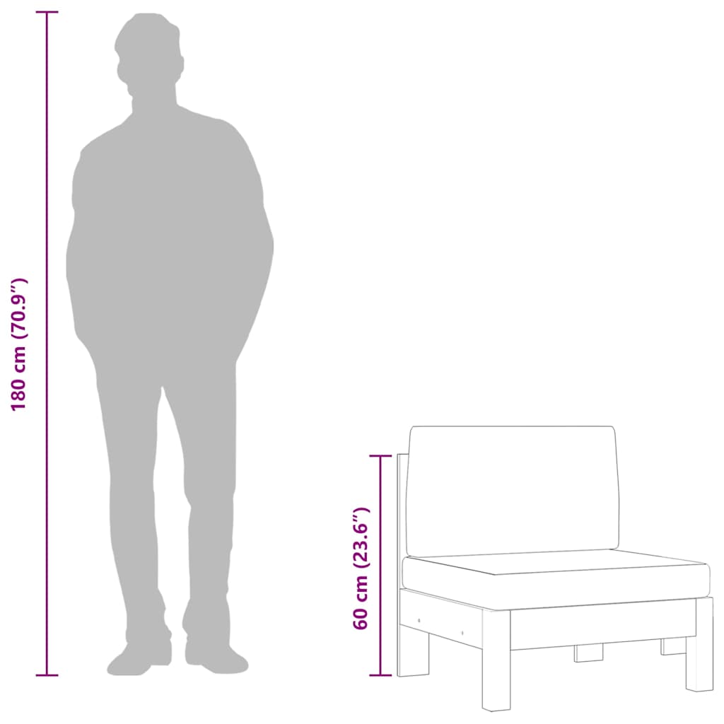 Divani Centrali 2 pz con Cuscini Grigio Scuro Massello Acacia - homemem39