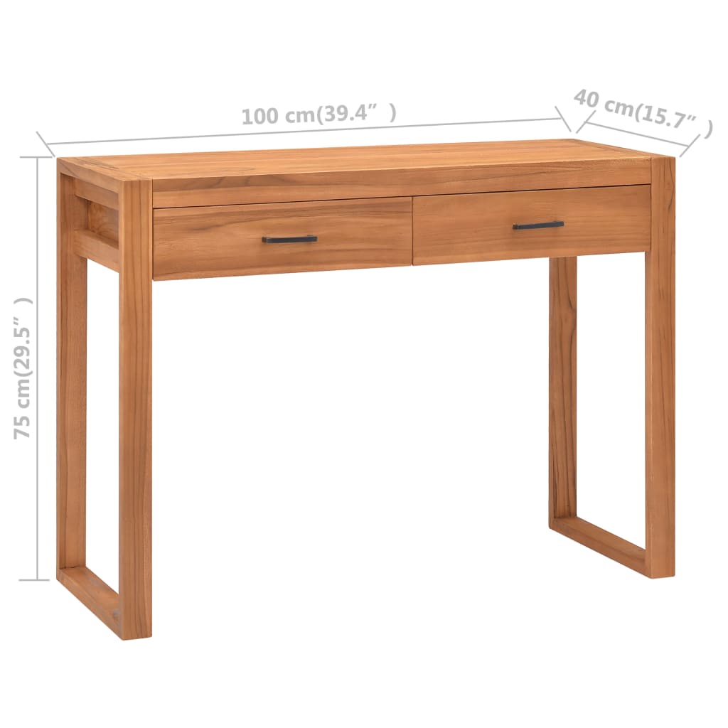 Scrivania con 2 Cassetti 100x40x75 cm in Legno di Teak