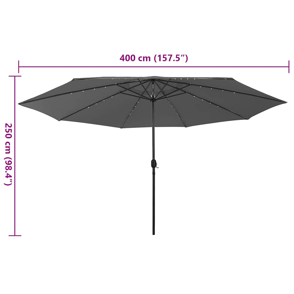 Ombrellone da Giardino con Luci LED 400 cm Antracite | homemem39