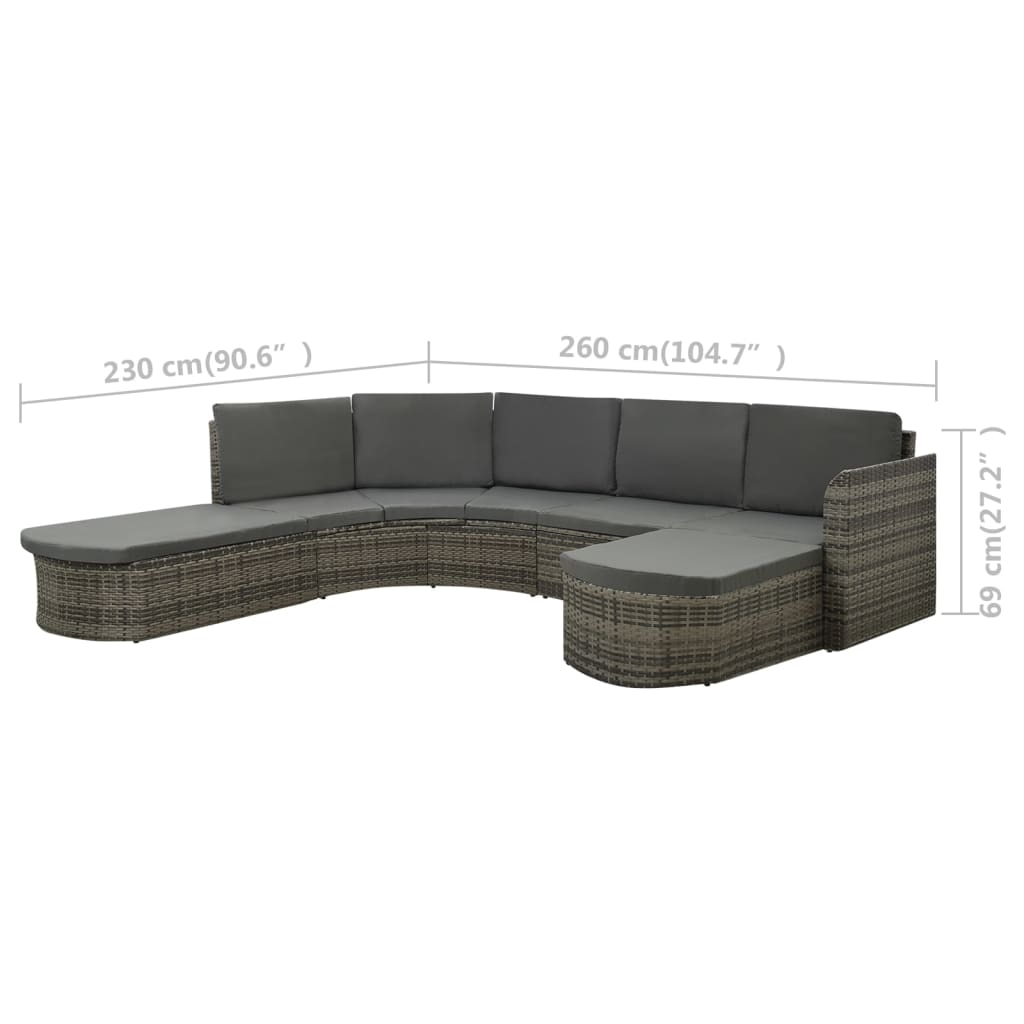 Set Divani da Giardino 4 pz con Cuscini in Polyrattan Grigio | homemem39