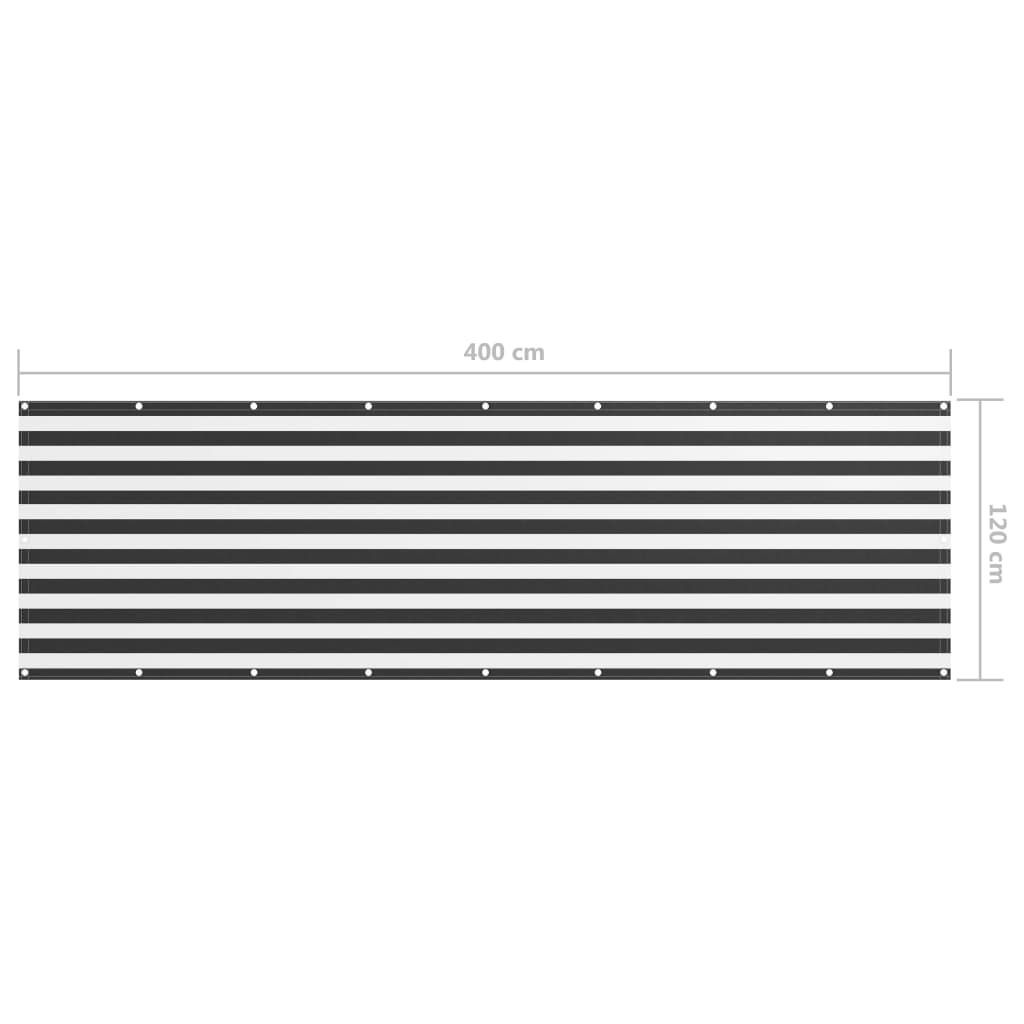 Paravento Balcone Antracite e Bianco 120x400 cm Tessuto Oxford | homemem39