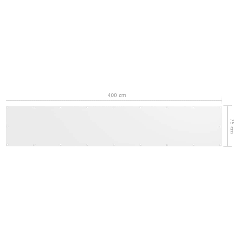 Paravento da Balcone Bianco 75x400 cm in Tessuto Oxford