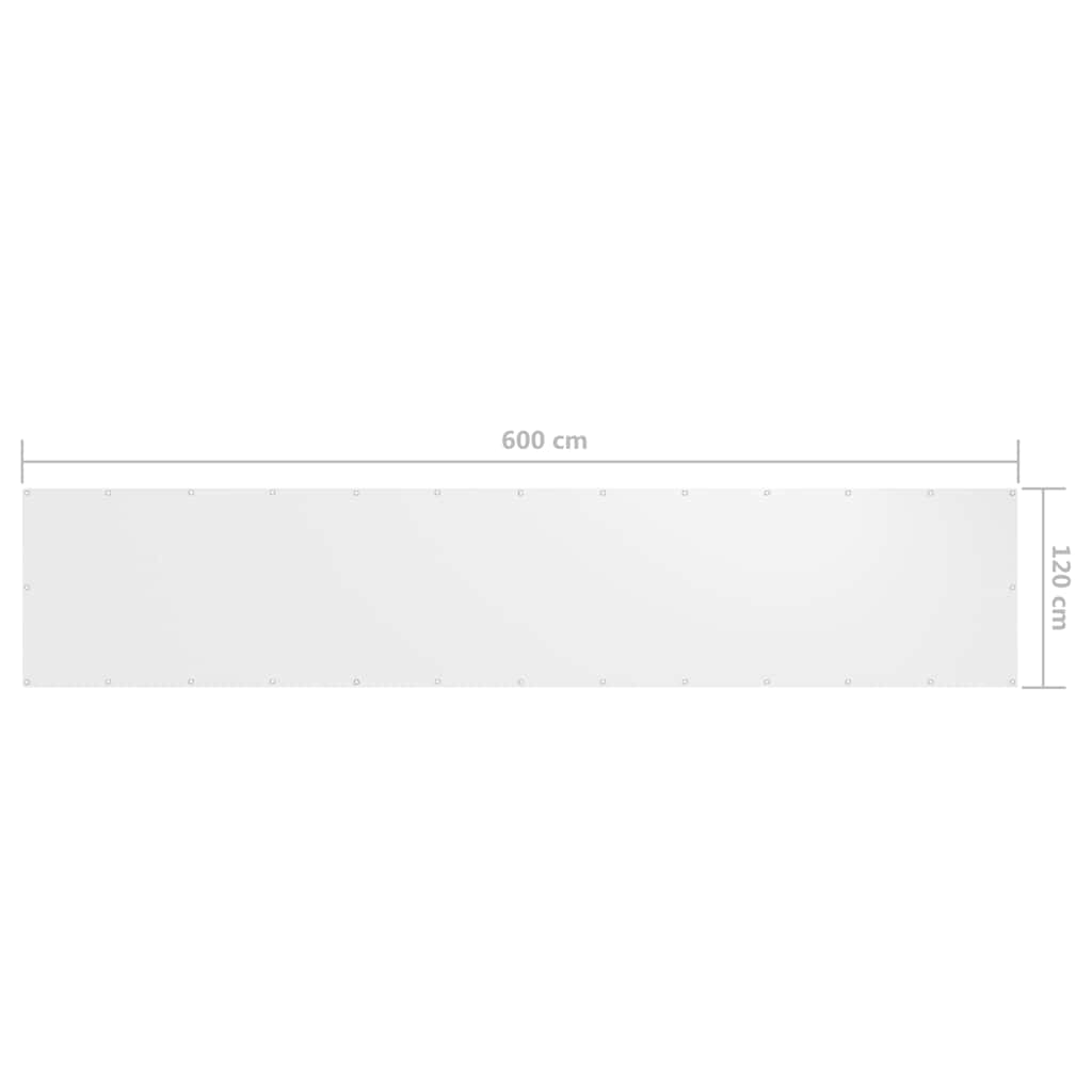 Paravento Balcone Bianco 120x600 cm in Tessuto Oxford