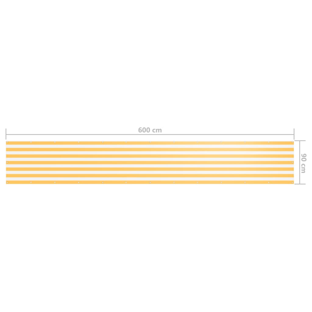 Paravento Balcone Bianco e Giallo 90x600 cm Tessuto Oxford | homemem39