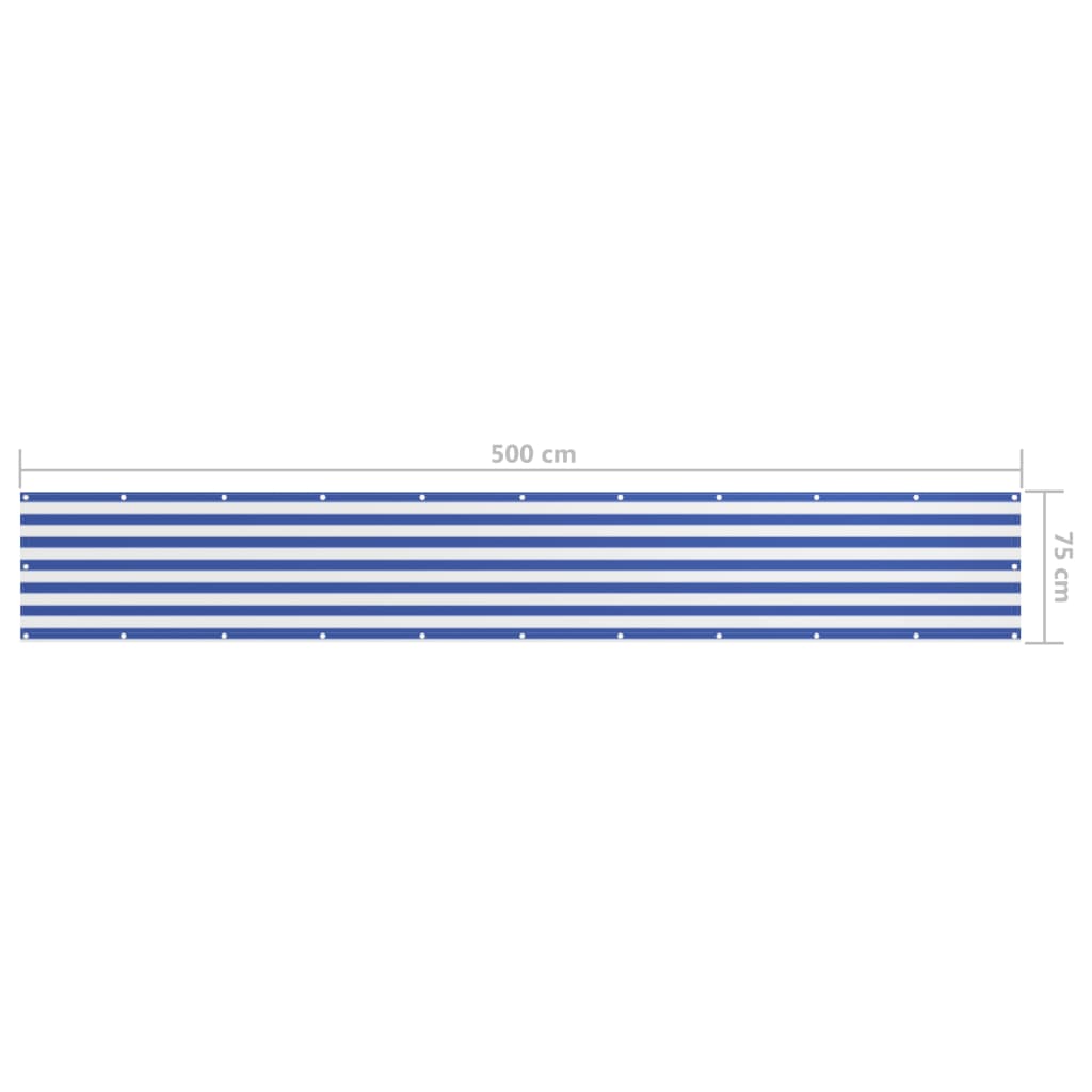 Paravento Balcone Bianco e Blu 75x500 cm Tessuto Oxford | homemem39
